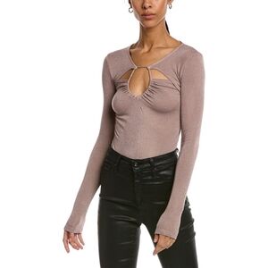 NWT Project Social T Womens Cassidy Cut Out Long Sleeve Lurex Brown Top Size M